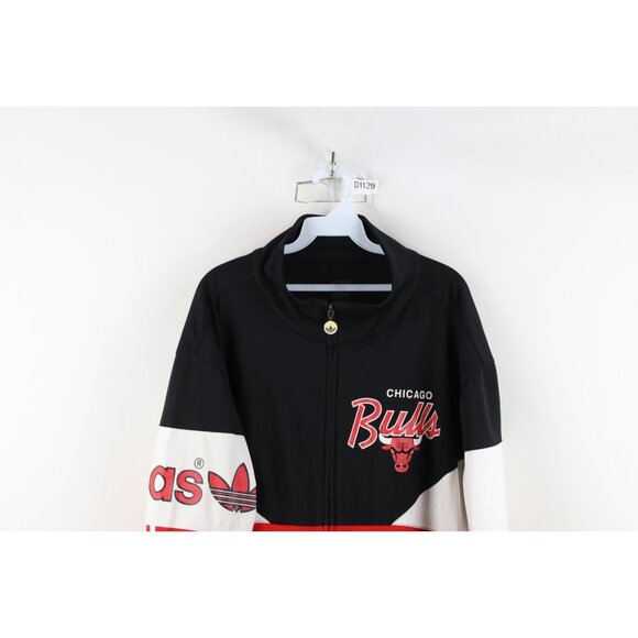 Retro Adidas Mens XL Distressed Chicago Bulls Basketball Warm Up Track Jacket - Picture 2 of 16